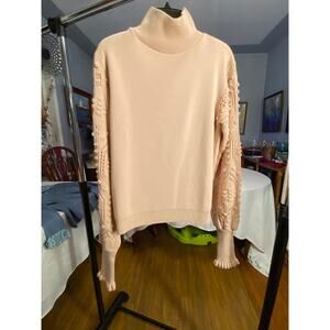 Womens AQE , Pale Pink Turtleneck Sweater, Size XL Cute cuffs & Feature sleeves